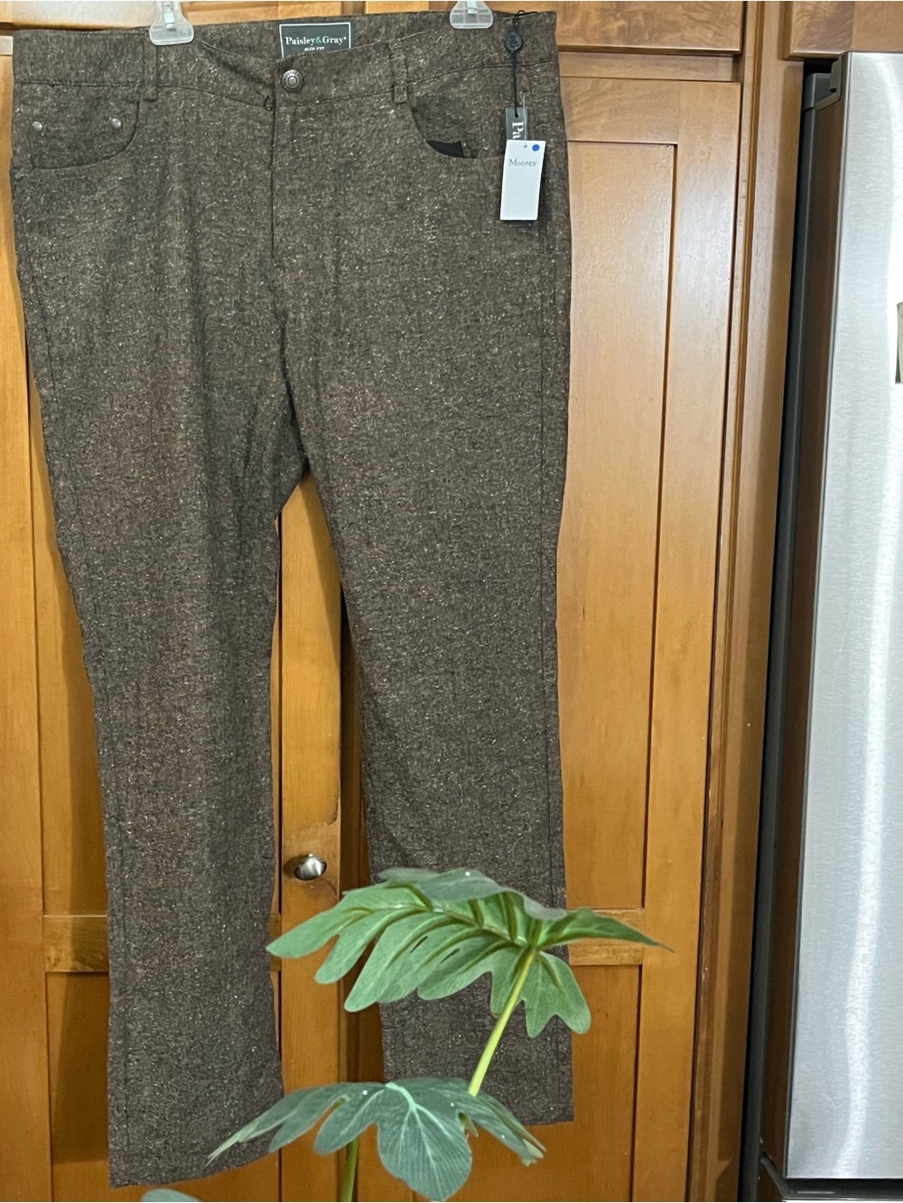 NWT Paisley & Gray Trousers, Brown Tweed Slim Fit Pants Size 36 Moores Canada